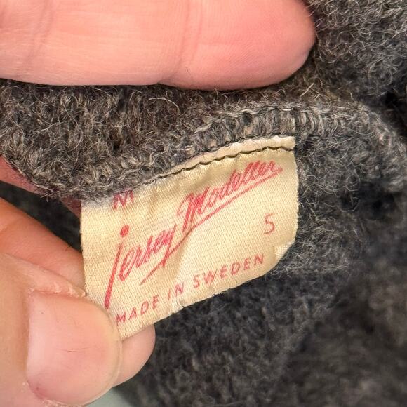 Vintage Jersey Modeller Sweater Womens M Gray Wool Sweden Swedish Knit Pullover - Picture 5 of 6